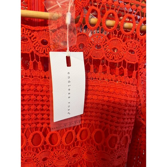 NWT Endless Rose bright orange smocked dress Medium - Picture 9 of 13